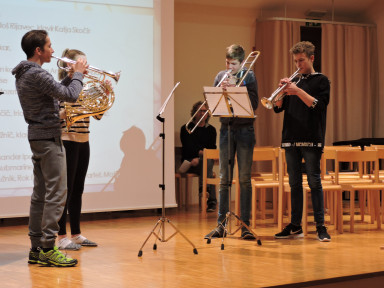 Rok Kaltnekar, Klara Lužnik, Rok Berginc in Matic Skočir